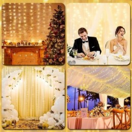 Guirnalda de luces LED con Control remoto para decoración navideña, cortina con USB para boda, lámpara de 3M para vacaciones, Bo